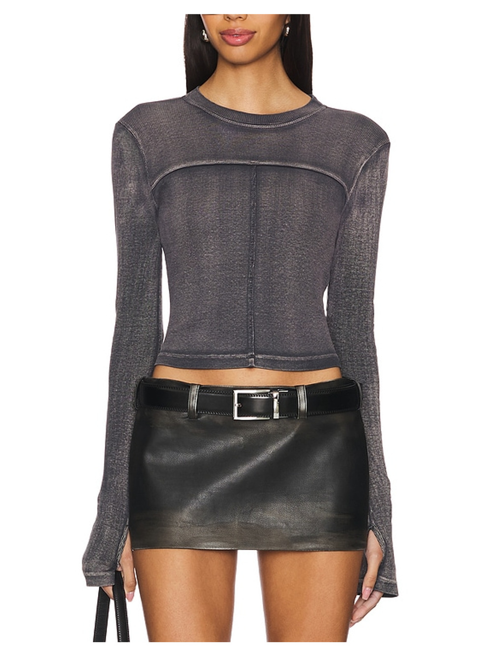H:ours Ribbed Stone Grey Syd Long Sleeve Top Size XS